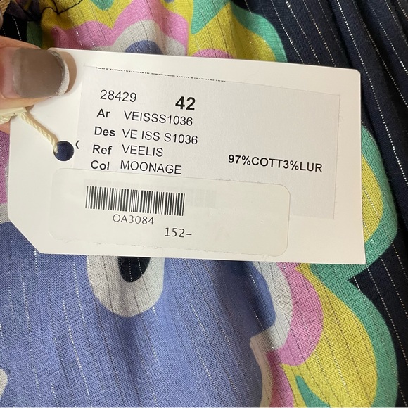 New Vilagallo Cotton Shift Braided Strap Floral Ruffle Hem Dress Size 42 - Picture 6 of 8